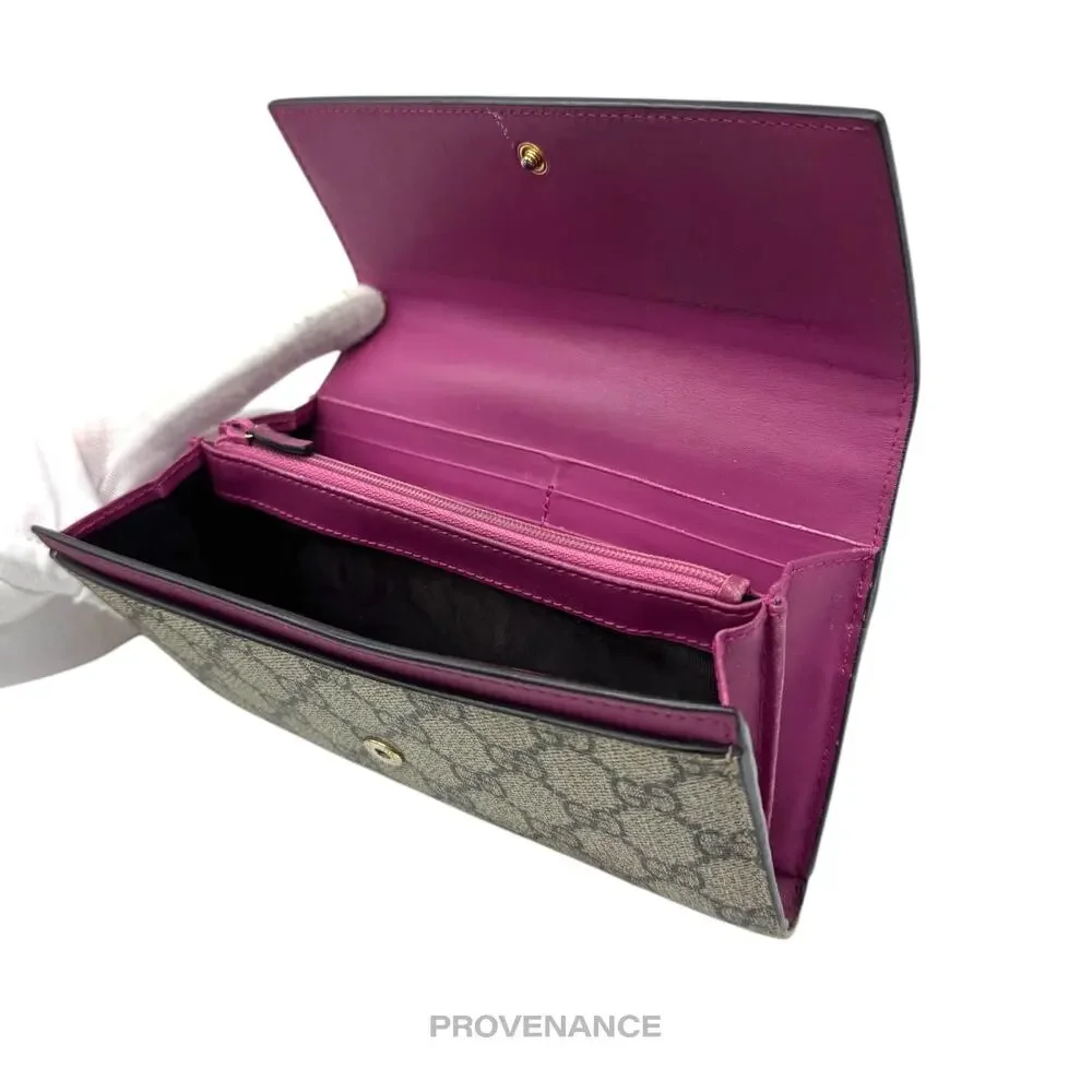 🔴 Gucci Snap Long Wallet - GG Supreme Red Pink - Picture 9 of 11